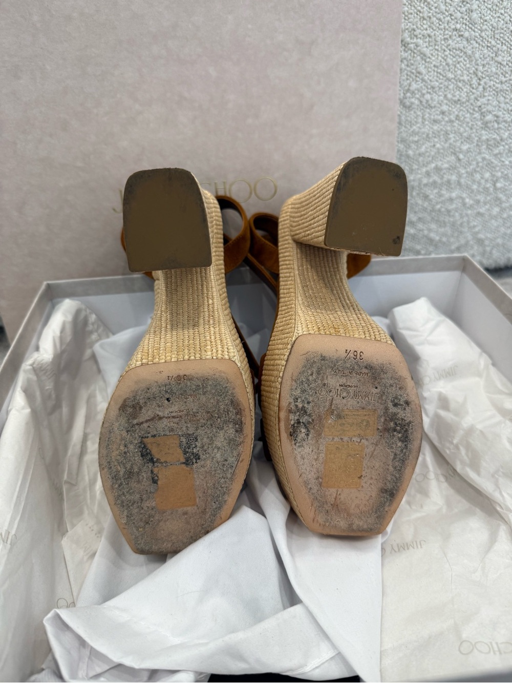 Jimmy Choo Tan/Brown Platform Sandals - Picture 5 of 6